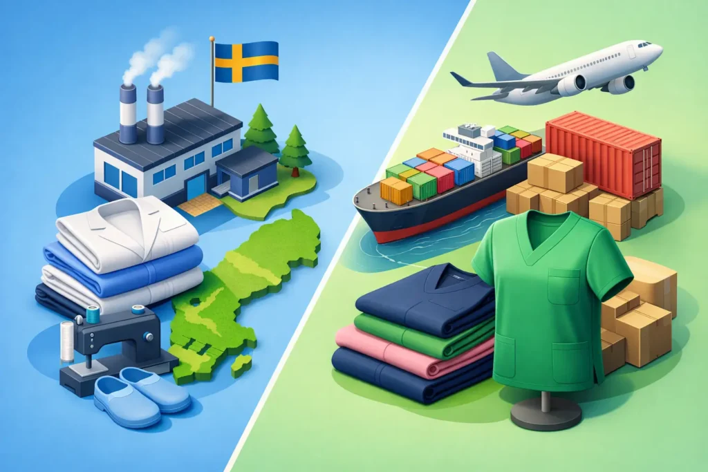 Svensk tillverkning eller importkläder för kliniken