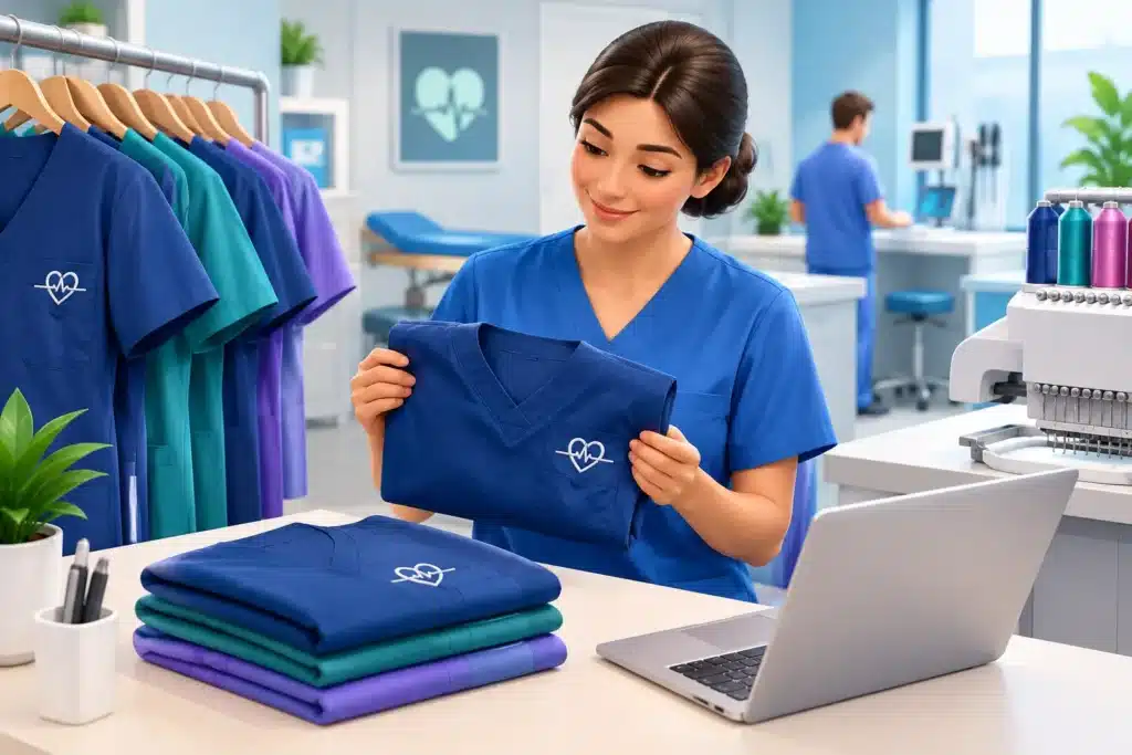 Beställa broderade klinikkläder rätt på kliniken